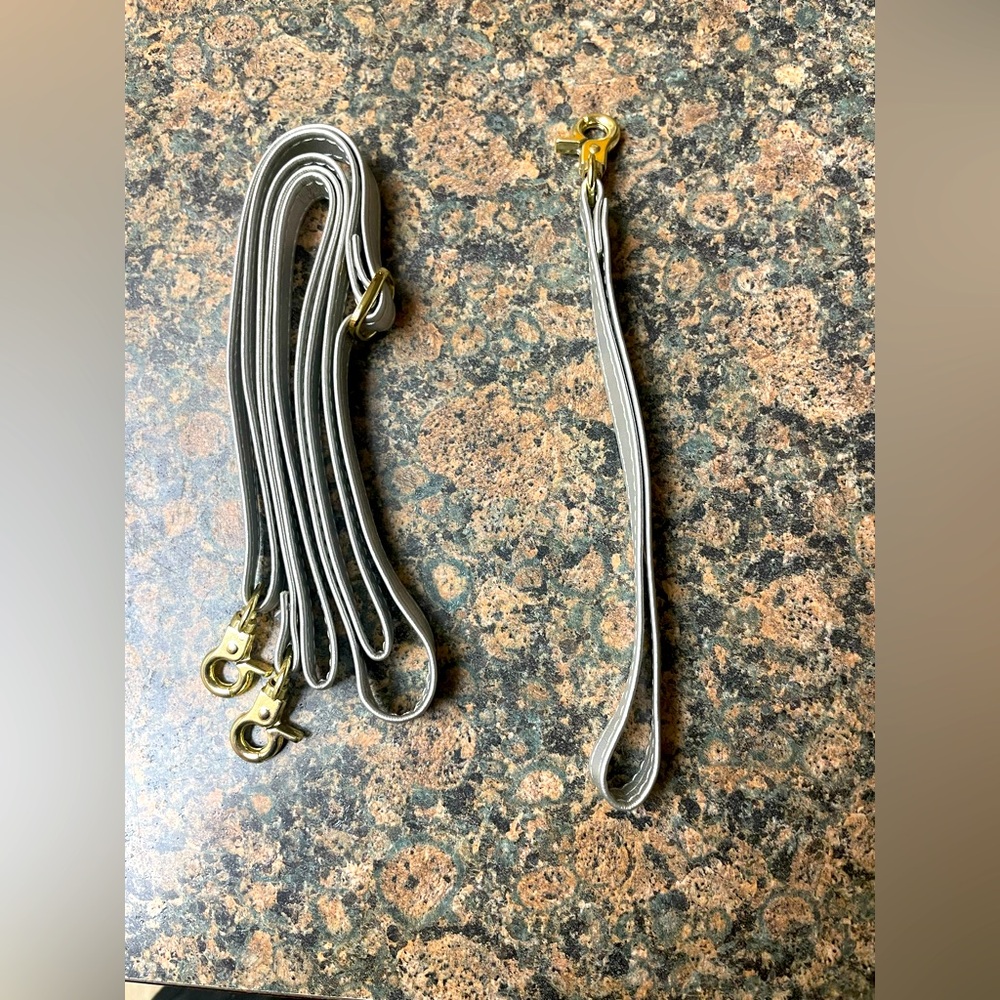 Silver Faux Leather Replacement Bag + Wristlet Strap with Gold Hardware